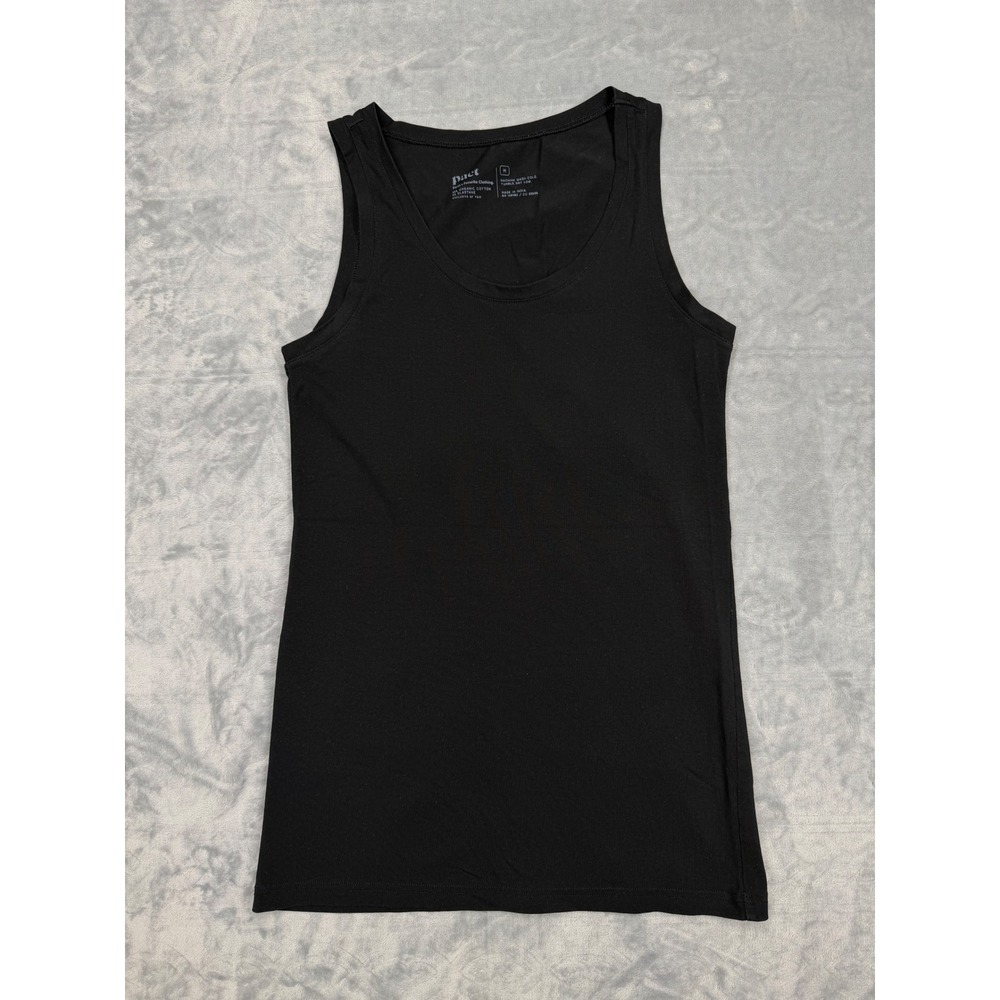 Pact Organic Cotton Tank Top Black Scoop Neck Sleeveless Shirt Size M